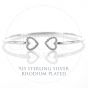 925 Sterling Silver Bangle Bracelet (Heart Design - 2)