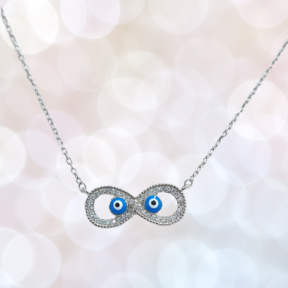 925 Silver Chain Pendant (Infinity with Evil Eye)