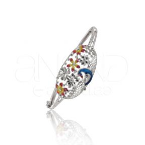 925 Sterling Silver Bangle Bracelet (Peacock)