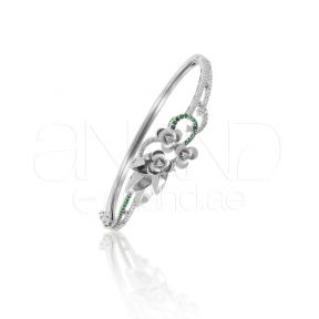 925 Sterling Silver Bangle Bracelet (Leaf)