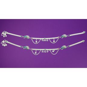 Silver Anklets - Multiple Chain (Peacock)