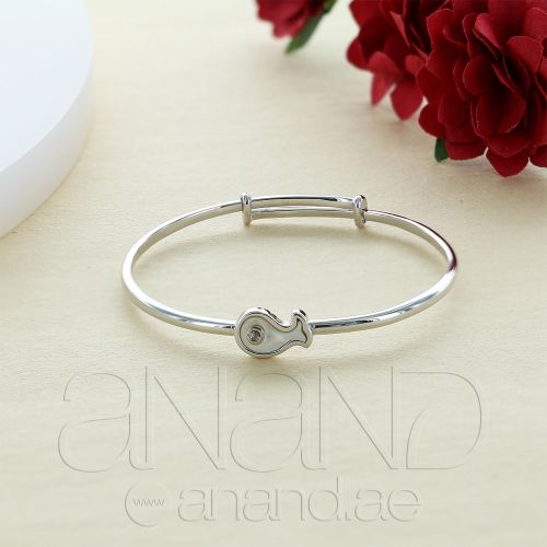 925 Sterling Silver Baby Bangle Bracelet (Fish-Mother-Pearl)