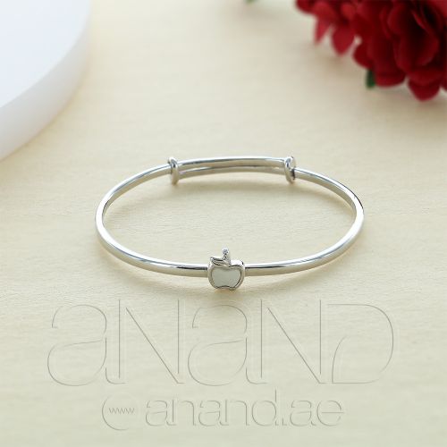925 Sterling Silver Baby Bangle Bracelet (Apple-Mother-Pearl)
