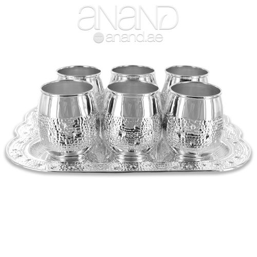 925 Silver Tray & 6 Glasses - Set