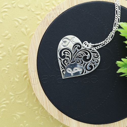 925 Silver Customized Heart With Initials Name Necklace