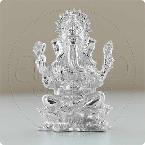 925 Silver Solid idols (Lotus Ganeshji) (1.55 Inches)