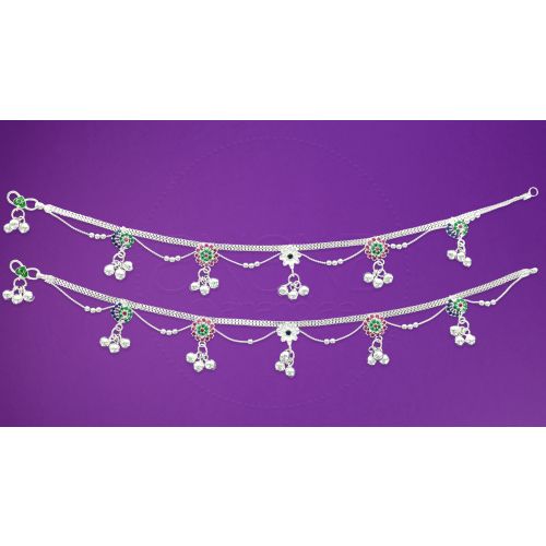 Silver Anklets - Multiple Chain 