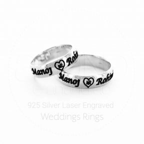 925 Silver Couple Ring with Name Engraving