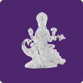 925 Silver Solid idols ( Saraswatiji ) (2.10 Inches)