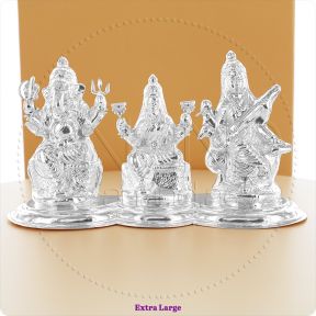 925 Silver idols (Ganeshji-Laxmiji -Saraswatiji) (4.30 Inches)